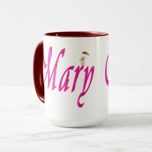 Mary, Nom, Logo, Maroon Combo Coffee Mug (Devant gauche)