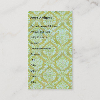 Mary On a Green and Blue Damask Pattern Visitekaartje