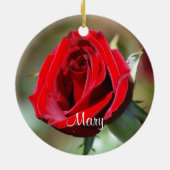 Mary Personalized Red Rose Ornament (Achterkant)