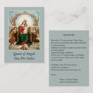 Mary Queen of Angels Memorare Prayer Heilige Kaart Visitekaartje