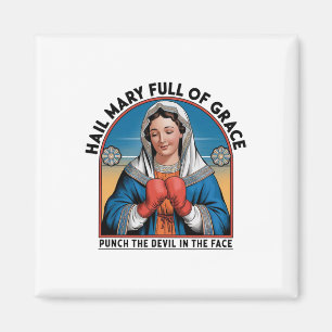 Mary Religieuze Boksen T-shirt Funny Christelijke Magneet
