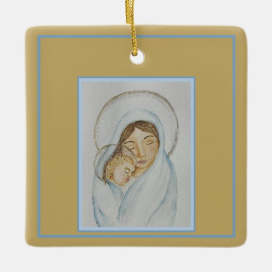 Mary’s Mantle & Child Christmas Keramisch Ornament (Voorkant)