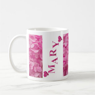 "Mary" Schattigee Roze Lente Bloemen Harten & Lett Koffiemok