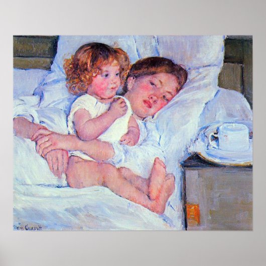 Mary Stevenson Cassatt-Breakfast in bed Poster (Voorkant)