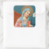 Mary uit de aankondiging van F. Lippi (Detail; M 0 Vierkante Sticker (Tas)