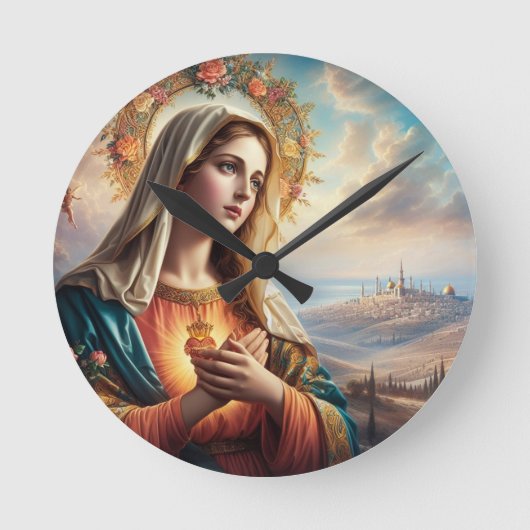 Mary Virgin Jesus Ronde Klok (Voorkant)