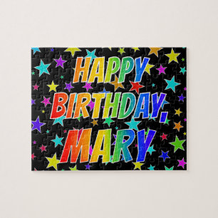 "MARY" Voornaam, geun "HAPPY BIRTHDAY" Legpuzzel
