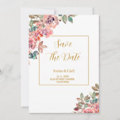 MARY Watercolor Roos Smaragdgroen Save The Date (Voorkant)