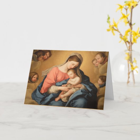 Mary With Jesus Moederdag Kaart (Gele Bloem)