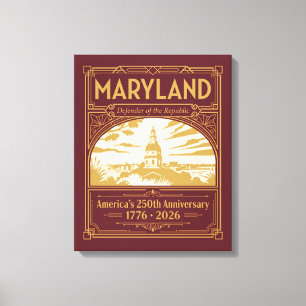 Maryland Art Deco Amerika 250ste verjaardag Canvas Afdruk