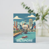 Maryland Baltimore Inner Harbor Travel Briefkaart (Staand voorkant)