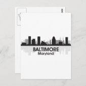 Maryland Baltimore Skyline Briefkaart (Voorkant / Achterkant)