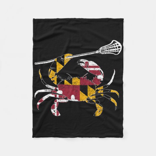 Maryland Blue Crab Lacrosse Lover T-shirt Flag of  Fleece Deken (Voorkant)