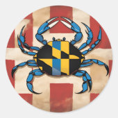 Maryland Blue Crab Ronde Sticker (Voorkant)