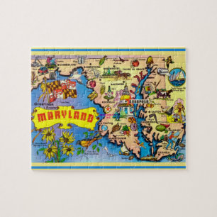 Maryland Briefkaart Kaart Jigsaw Puzzel