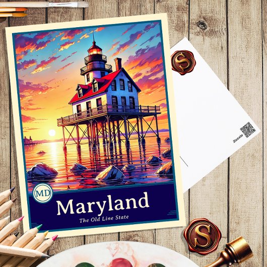 Maryland | Carte postale ombragée style Anime