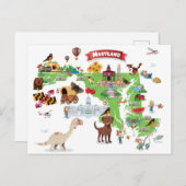 Maryland Cartoon Map Briefkaart (Voorkant / Achterkant)