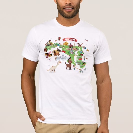 Maryland Cartoon Map T-shirt (Voorkant)