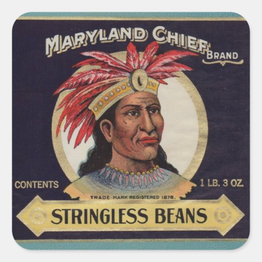 Maryland Chief Stringless Beans label uit 1930 (Voorkant)