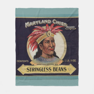 Maryland Chief Stringless Beans label uit 1930 Fleece Deken