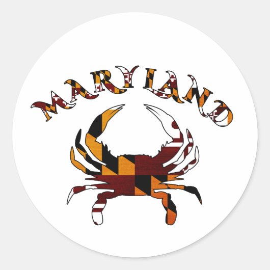 Maryland Crab Flag Ronde Sticker (Voorkant)