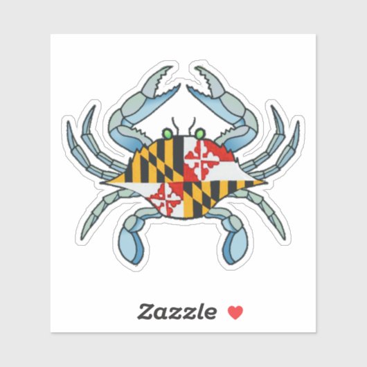 Maryland crabe drapeau autocollant (Feuille)