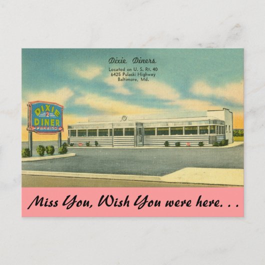 Maryland, Dixie Diners, Baltimore Briefkaart (Voorkant)