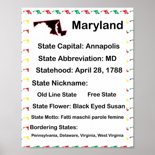 Maryland Educational State Colorful Classroom Poster (Voorkant)