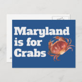Maryland est pour les Cartes Postales Crabs (Devant / Derrière)