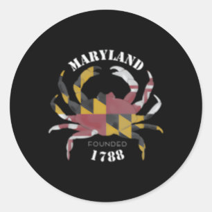 Maryland Flag Crab opgericht in 1788 Ronde Sticker