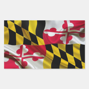 Maryland Flag Fabric Rechthoekige Sticker