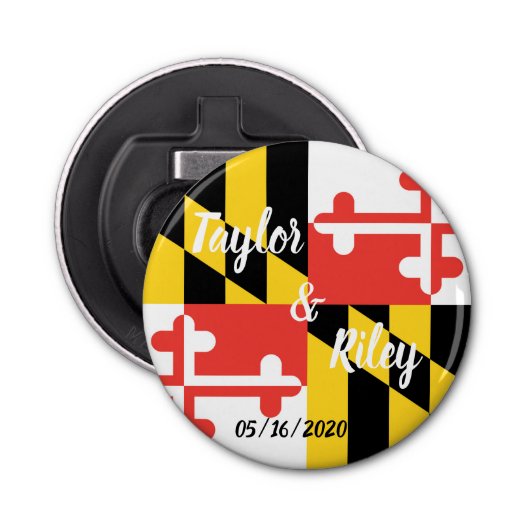 Maryland Flag gepersonaliseerd Button Flesopener (Voorkant)