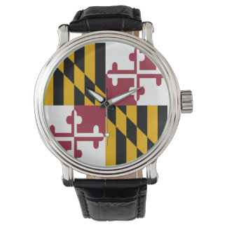 Maryland Flag Horloge met lederen polsband