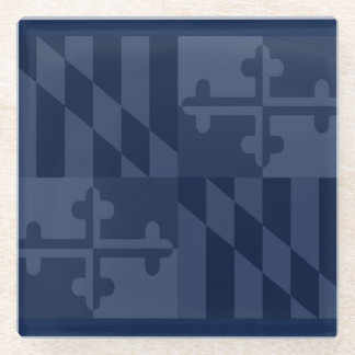 Maryland Flag Monochromatisch onderzetter - marine Glazen Onderzetter