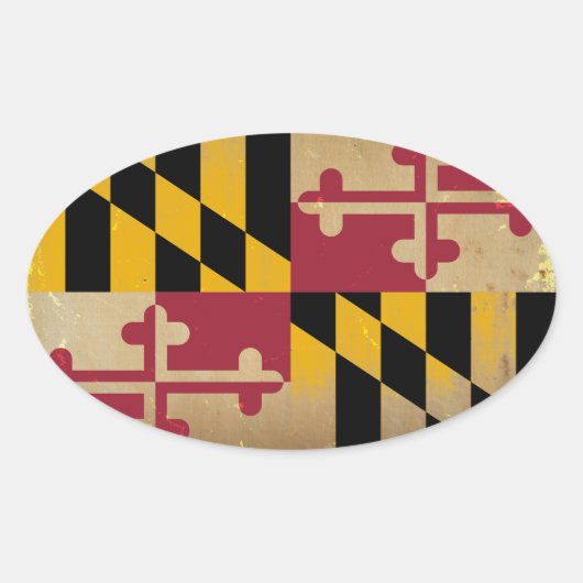 Maryland Flag .png Ovale Sticker (Voorkant)