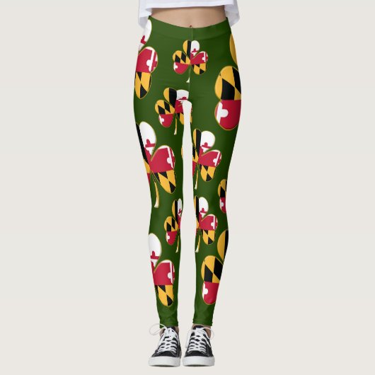 Maryland Flag Shamrock Leggings (Voorkant)