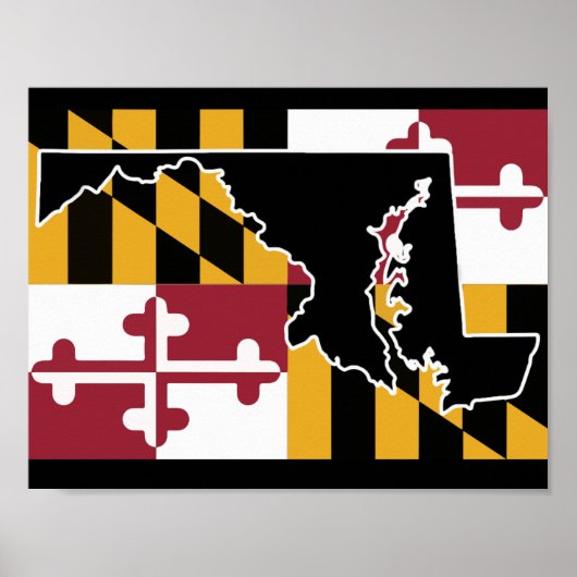Maryland Flag/State poster - zwart (Voorkant)
