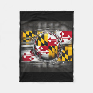 Maryland honkbalspeler ontwerp met staatsvlag AR Fleece Deken