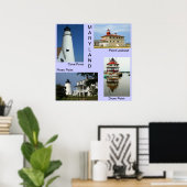 Maryland Lighthouses Poster (Thuiskantoor)