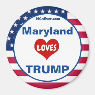 Maryland LOVES TRUMP Patriotic Fridge Magneet