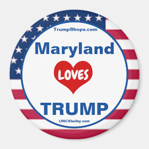 Maryland LOVES TRUMP Patriotic Fridge Magneet