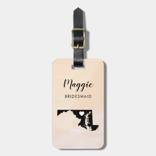 Maryland Map Bagagelabel, Wedding Party Welcome Bagagelabel (Voorkant verticaal)