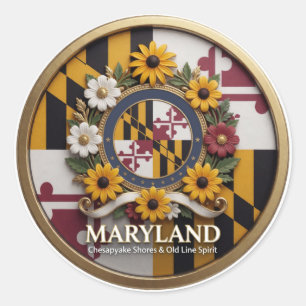 Maryland Old Line State Erfgoed ✦ Ronde Sticker