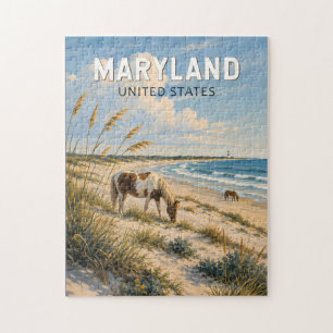 Maryland Paard Illustratie Reis Kunst Vintage Legpuzzel