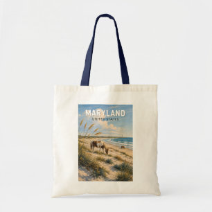 Maryland Paard Illustratie Reis Kunst Vintage Tote Bag