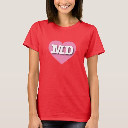 Maryland Pink Heart - Ik hou van MD T-shirt (Voorkant)