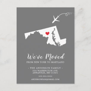 MARYLAND Post Card (Verplaatsende Aankondiging) Briefkaart
