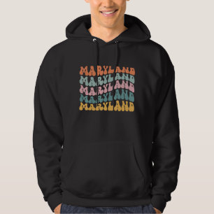 Maryland Retro Groovy America US State 70 s Hoodie