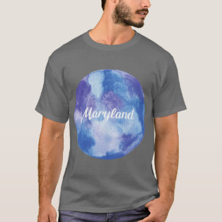 Maryland Ronde Waterverf Pastel Paarsblauw T-shirt