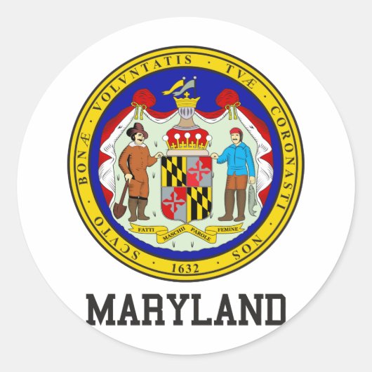 Maryland Seal Ronde Sticker (Voorkant)